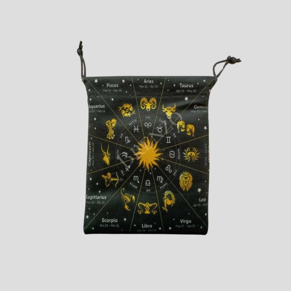 Bolsa tarot zodíaco dourado