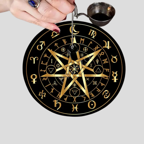 Tapete de Pêndulo pentagrama dourado