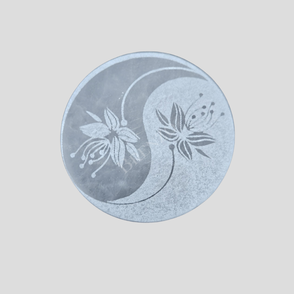 Base de selenite flor (Yin/Yang)