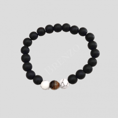 Pulseira com olho tigre e howlite 8mm